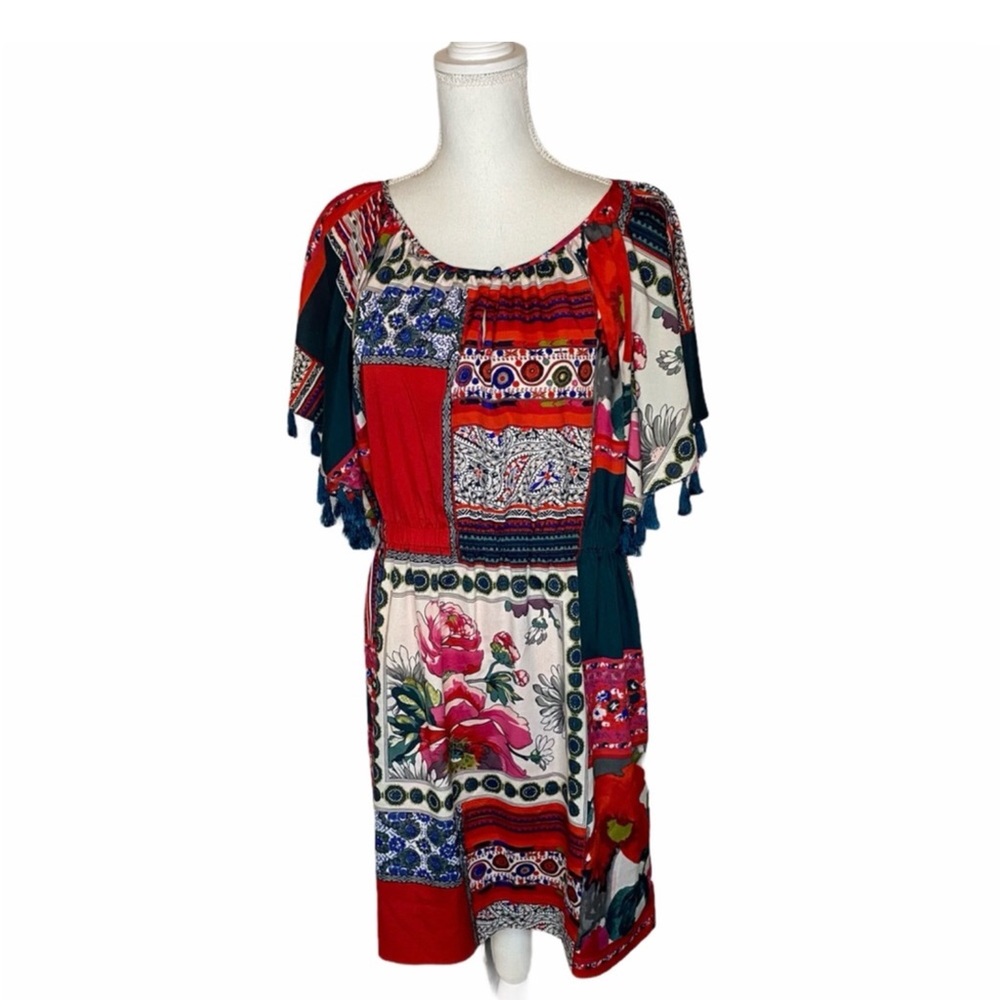 Vanessa Virginia Anthropologie Red Persian Tassel Dress